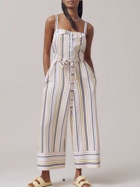 NWT- ANTHROPOLOGIE MAEVE STRIPED WIDE LEG EASY SHIRTING JUMPSUIT